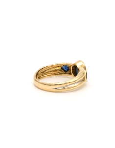 Bague Années 70 en or jaune et blanc 18 carats sertie de saphirs - - 5