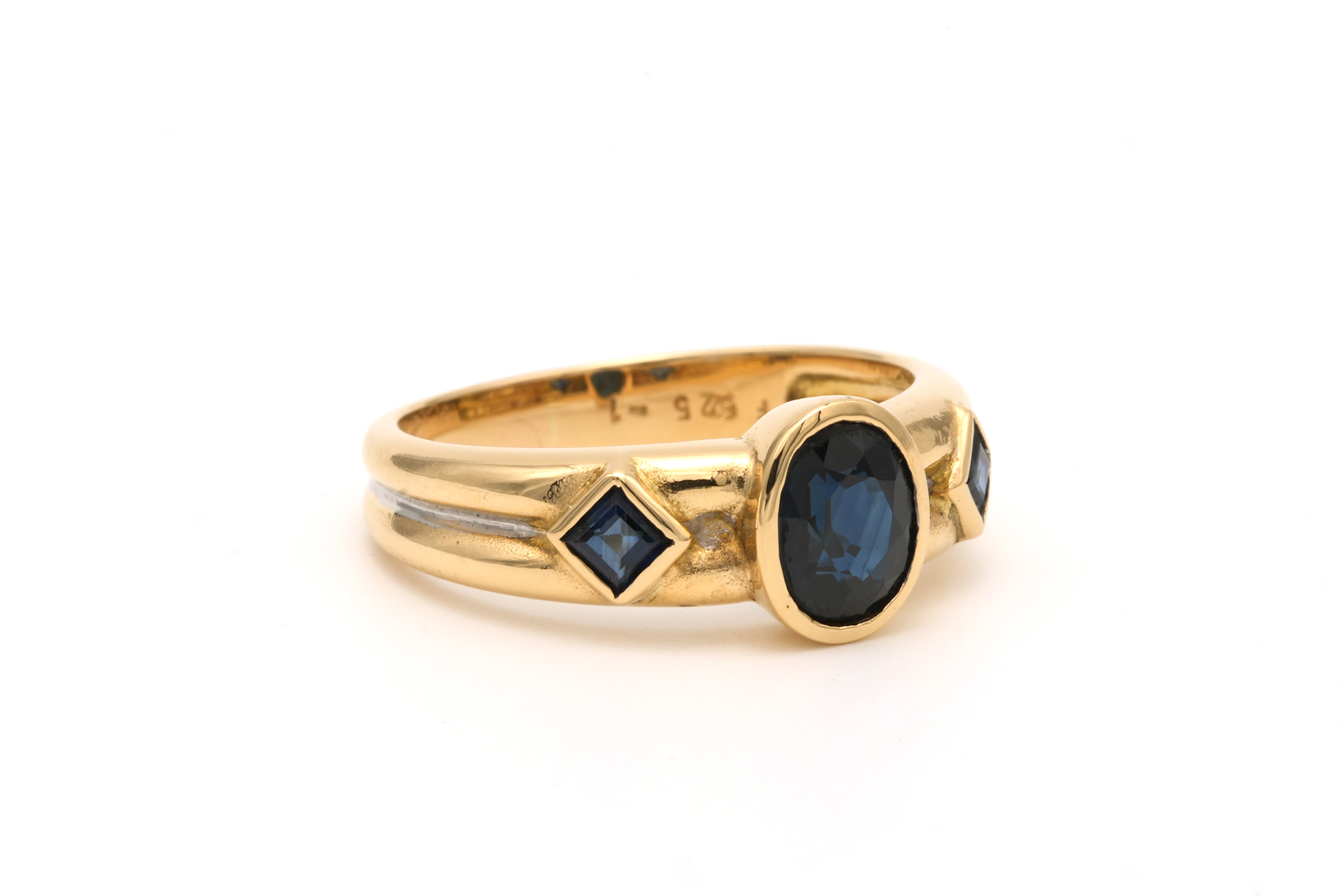 Bague Années 70 en or jaune et blanc 18 carats sertie de saphirs - - 6