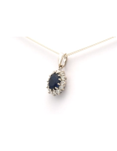 Pendentif contemporain en or blanc 18 carats serti d'un saphir et de diamants "taille" brillant (+-0.3ct) - 2