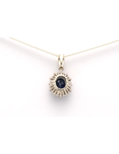 Pendentif contemporain en or blanc 18 carats serti d'un saphir et de diamants "taille" brillant (+-0.3ct) - 4