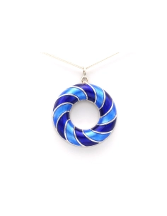 Pendentif Norvègien contemporain en argent 925 serti d'émail signé David Andersen - - 1