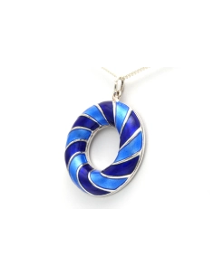 Pendentif Norvègien contemporain en argent 925 serti d'émail signé David Andersen - - 2