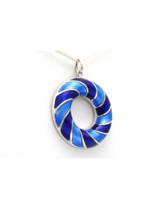 Pendentif Norvègien contemporain en argent 925 serti d'émail signé David Andersen - - 3