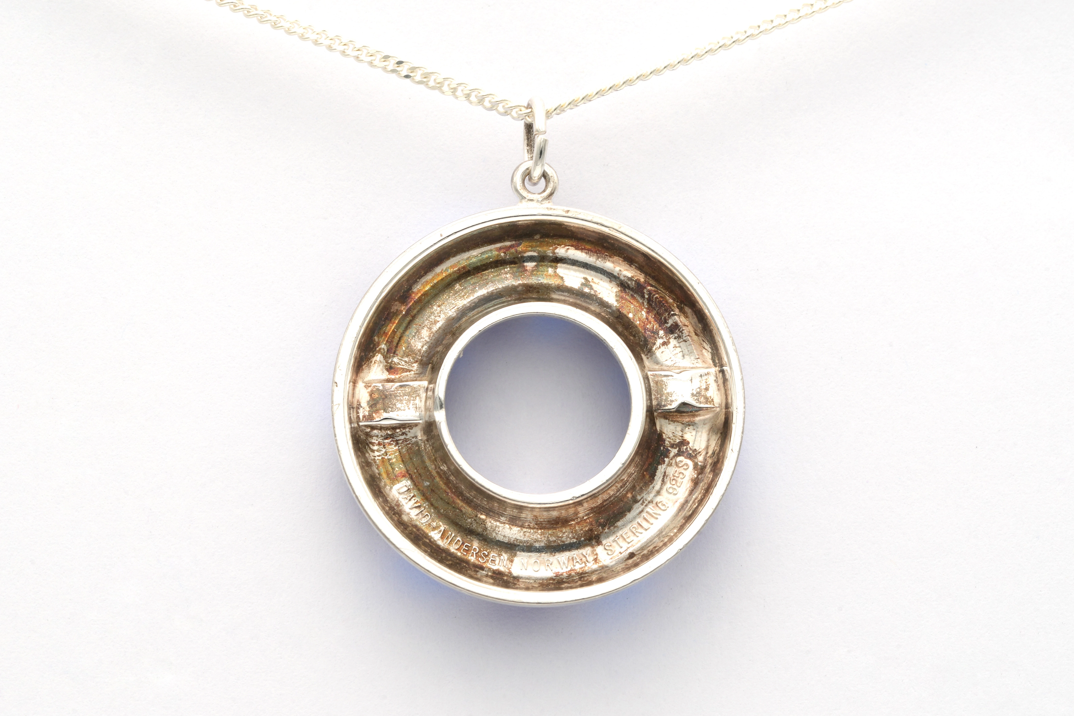 Pendentif Norvègien contemporain en argent 925 serti d'émail signé David Andersen - - 4