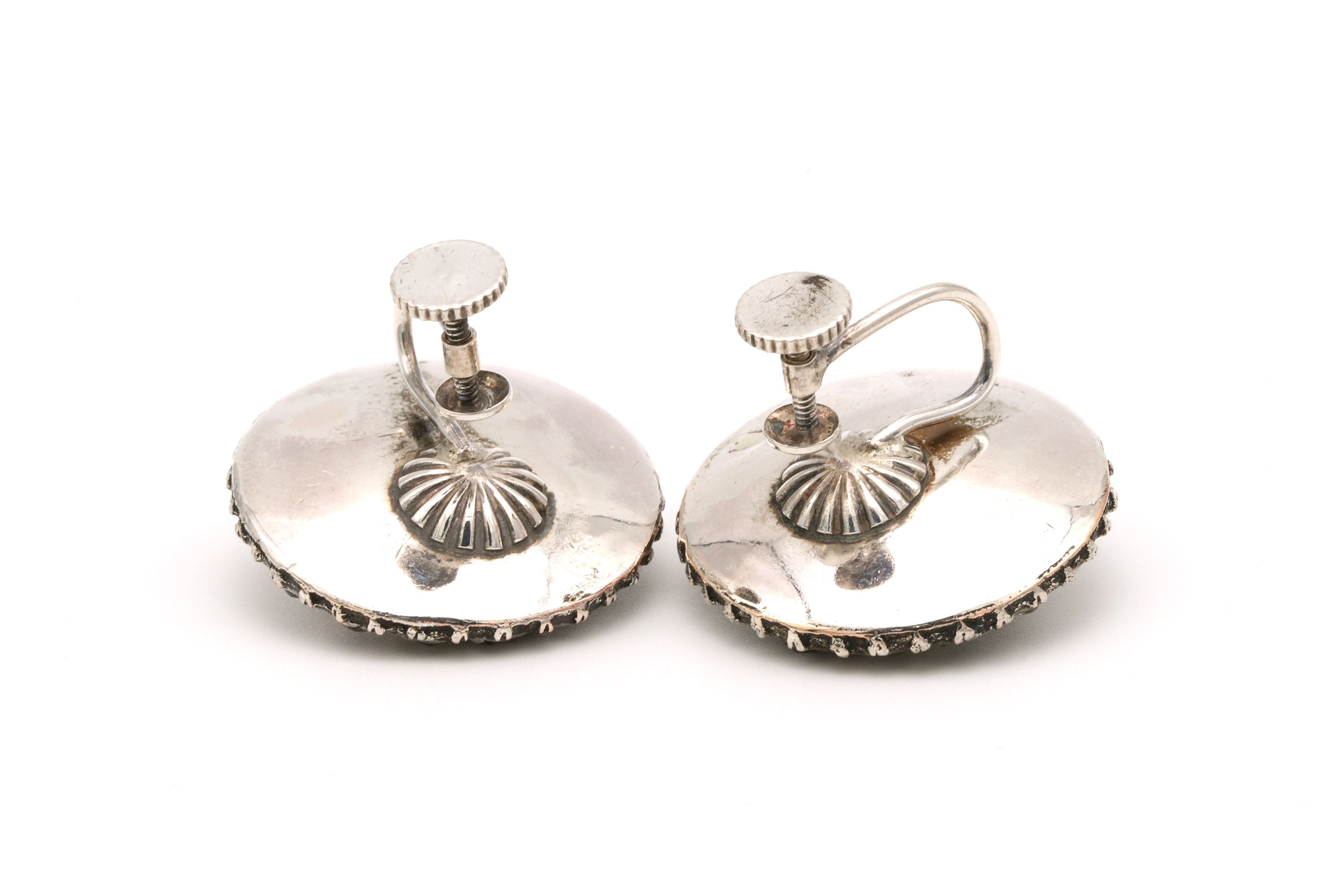 Boucles d'oreilles Napoléon III en argent serties de rubis et de diamants "taille" rose - 3