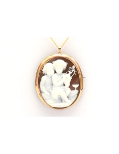 Pendentif - Broche Napoléon III en or jaune 18 carats serti d'un camée - 4