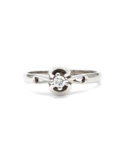 Solitaire Art Déco en or blanc 18 carats serti d'un diamant "taille" brillant (+-0.08ct) - - 1