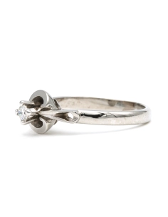 Solitaire Art Déco en or blanc 18 carats serti d'un diamant "taille" brillant (+-0.08ct) - - 2