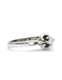 Solitaire Art Déco en or blanc 18 carats serti d'un diamant "taille" brillant (+-0.08ct) - - 6