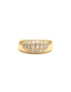 Bague contemporaine en or jaune 18 carats sertie de diamants "taille" brillant (+-0.196ct) - 1