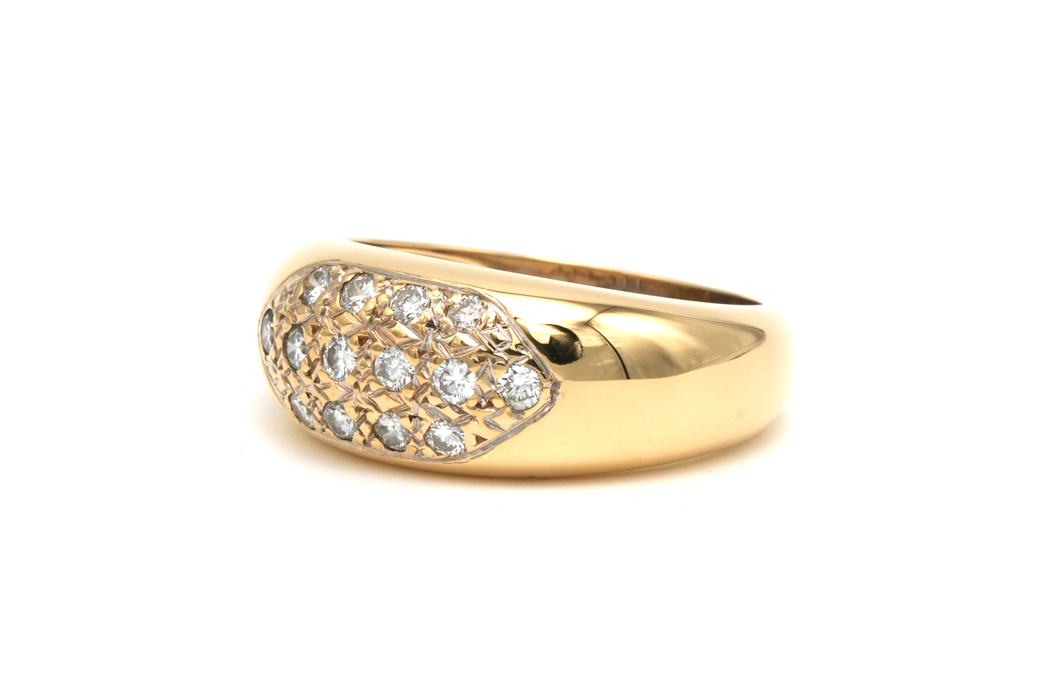 Bague contemporaine en or jaune 18 carats sertie de diamants "taille" brillant (+-0.196ct) - 2