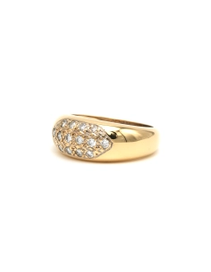 Bague contemporaine en or jaune 18 carats sertie de diamants "taille" brillant (+-0.196ct) - 2