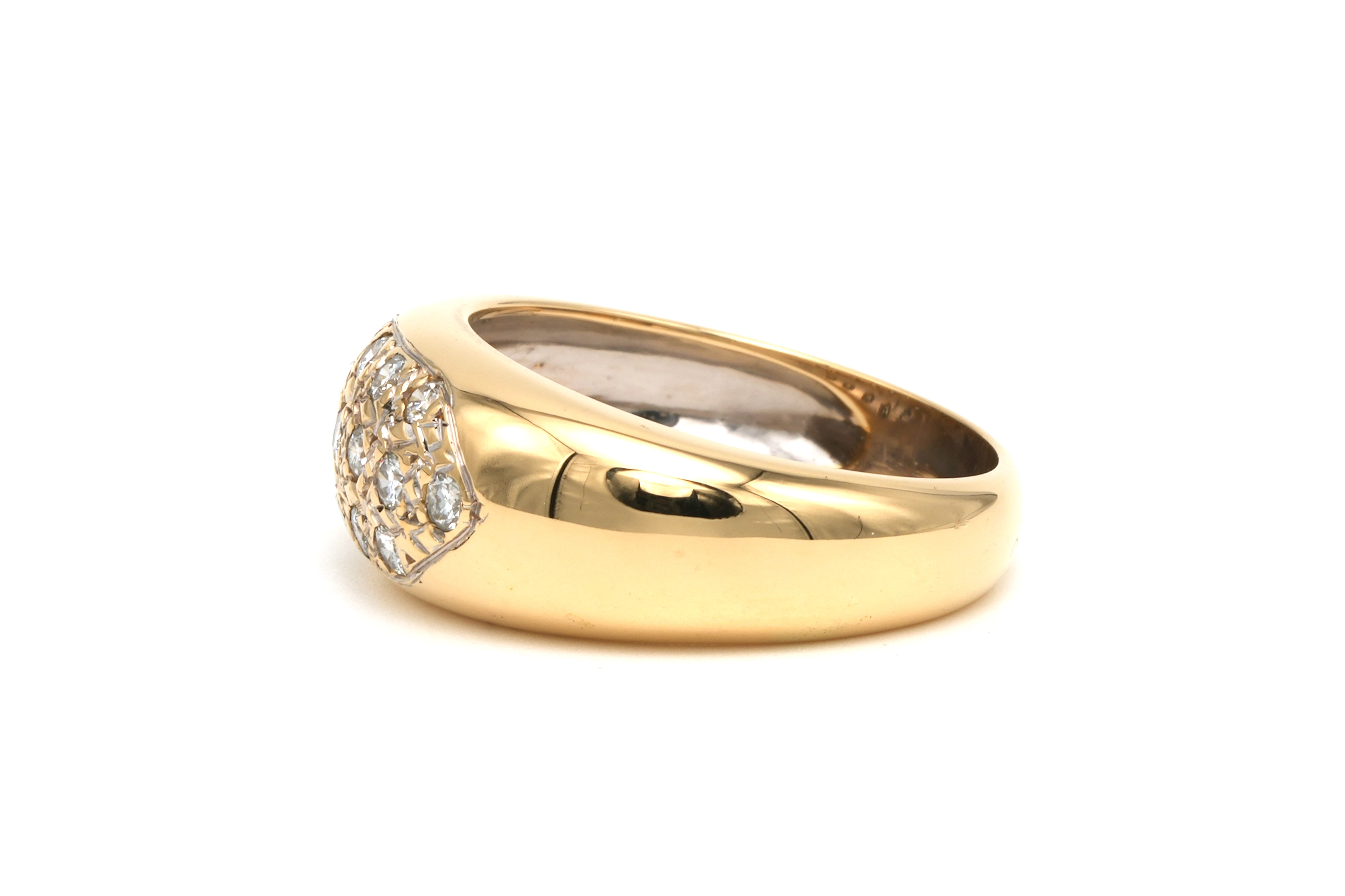 Bague contemporaine en or jaune 18 carats sertie de diamants "taille" brillant (+-0.196ct) - 3