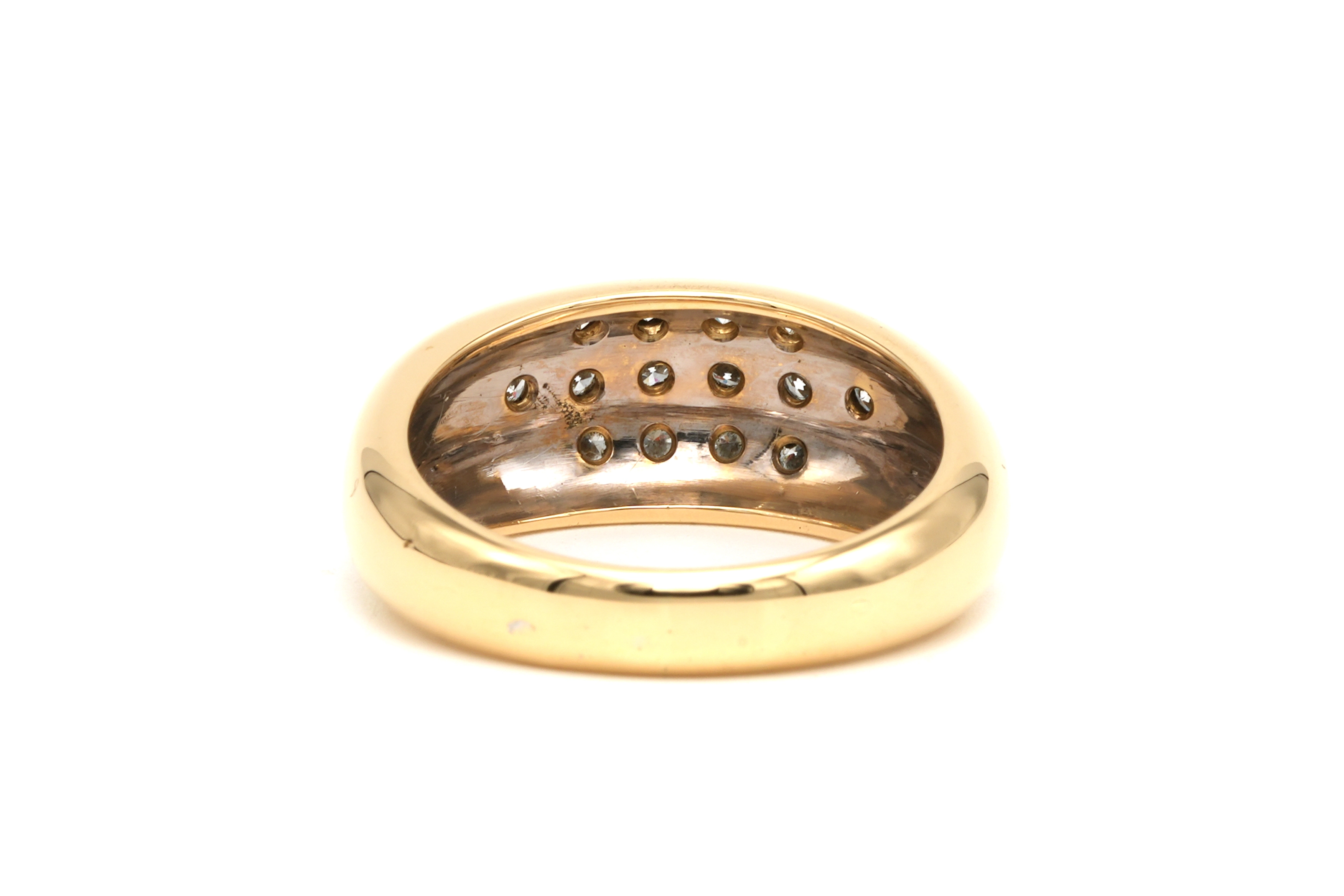 Bague contemporaine en or jaune 18 carats sertie de diamants "taille" brillant (+-0.196ct) - 4