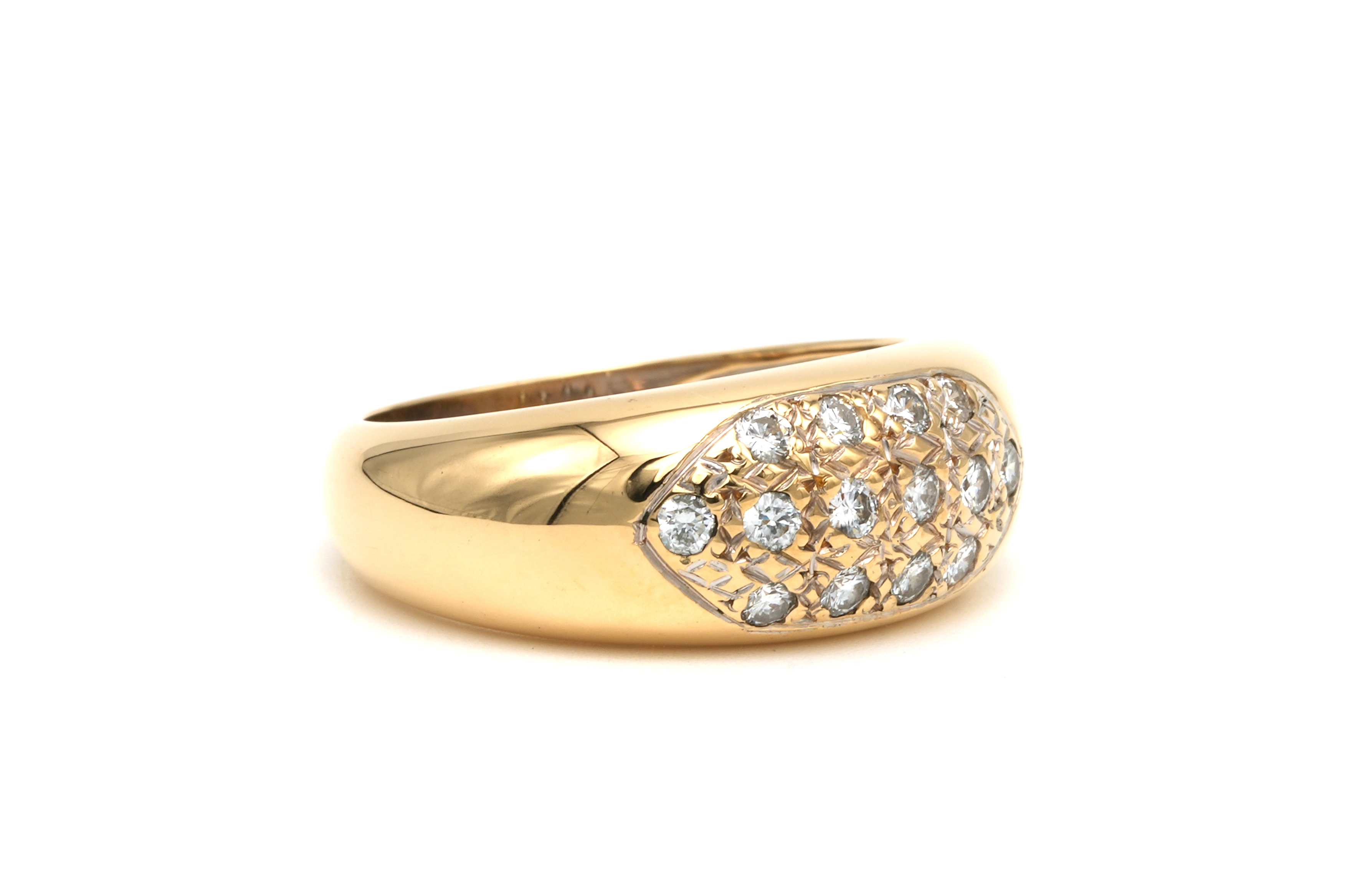 Bague contemporaine en or jaune 18 carats sertie de diamants "taille" brillant (+-0.196ct) - 6