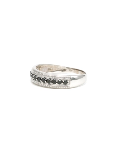 Bague contemporaine en or blanc 18 carats sertie de saphirs - 2