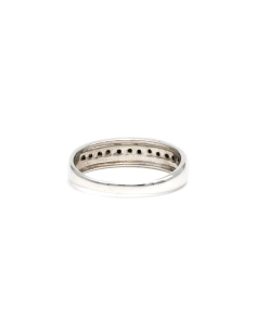 Bague contemporaine en or blanc 18 carats sertie de saphirs - 4