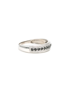 Bague contemporaine en or blanc 18 carats sertie de saphirs - 6