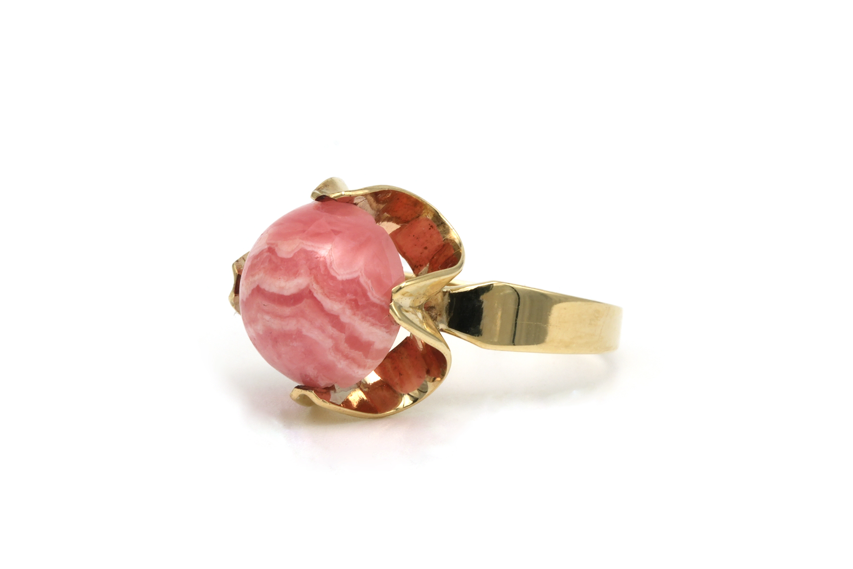 Bague Années 70 en or jaune 8 carats sertie d'une rhodocrosite - 2