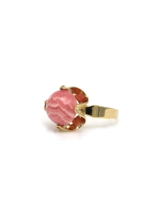 Bague Années 70 en or jaune 8 carats sertie d'une rhodocrosite - 2