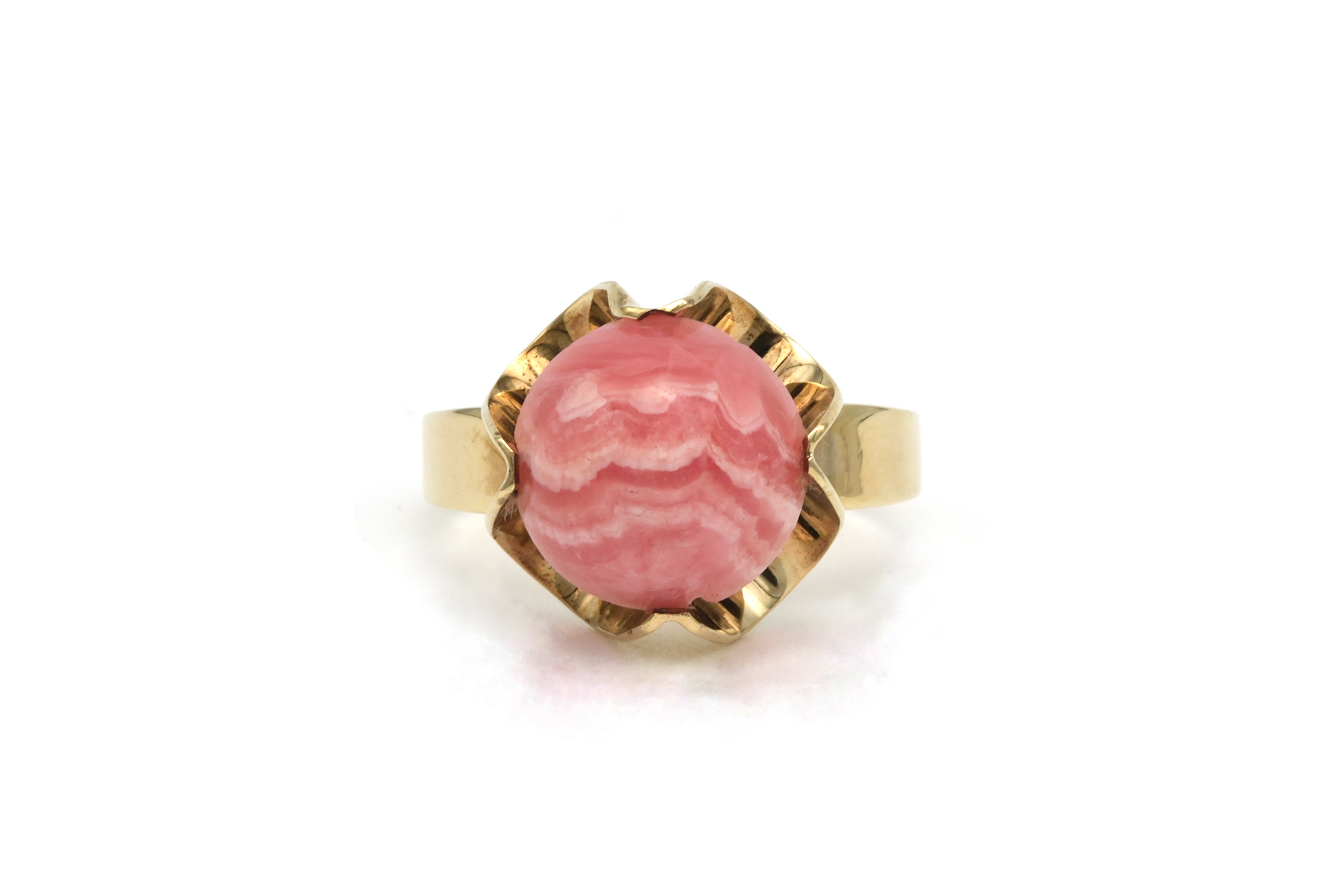 Bague Années 70 en or jaune 8 carats sertie d'une rhodocrosite - 1