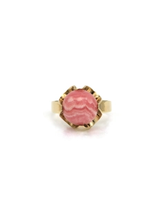 Bague Années 70 en or jaune 8 carats sertie d'une rhodocrosite - 1