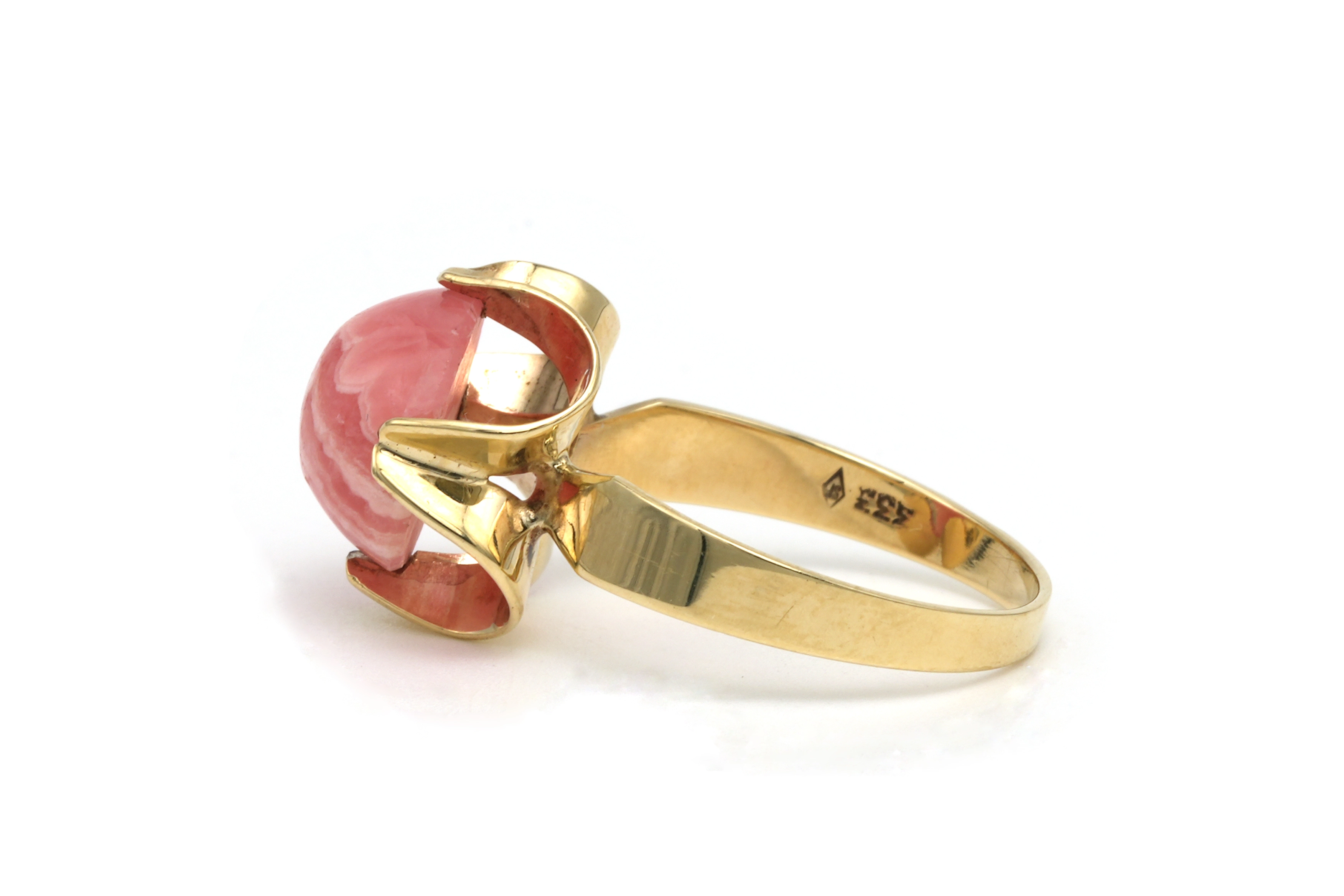 Bague Années 70 en or jaune 8 carats sertie d'une rhodocrosite - 3