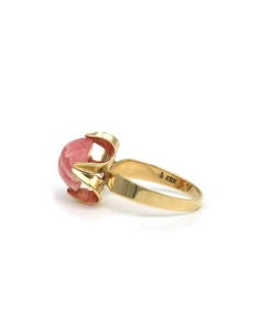 Bague Années 70 en or jaune 8 carats sertie d'une rhodocrosite - 3
