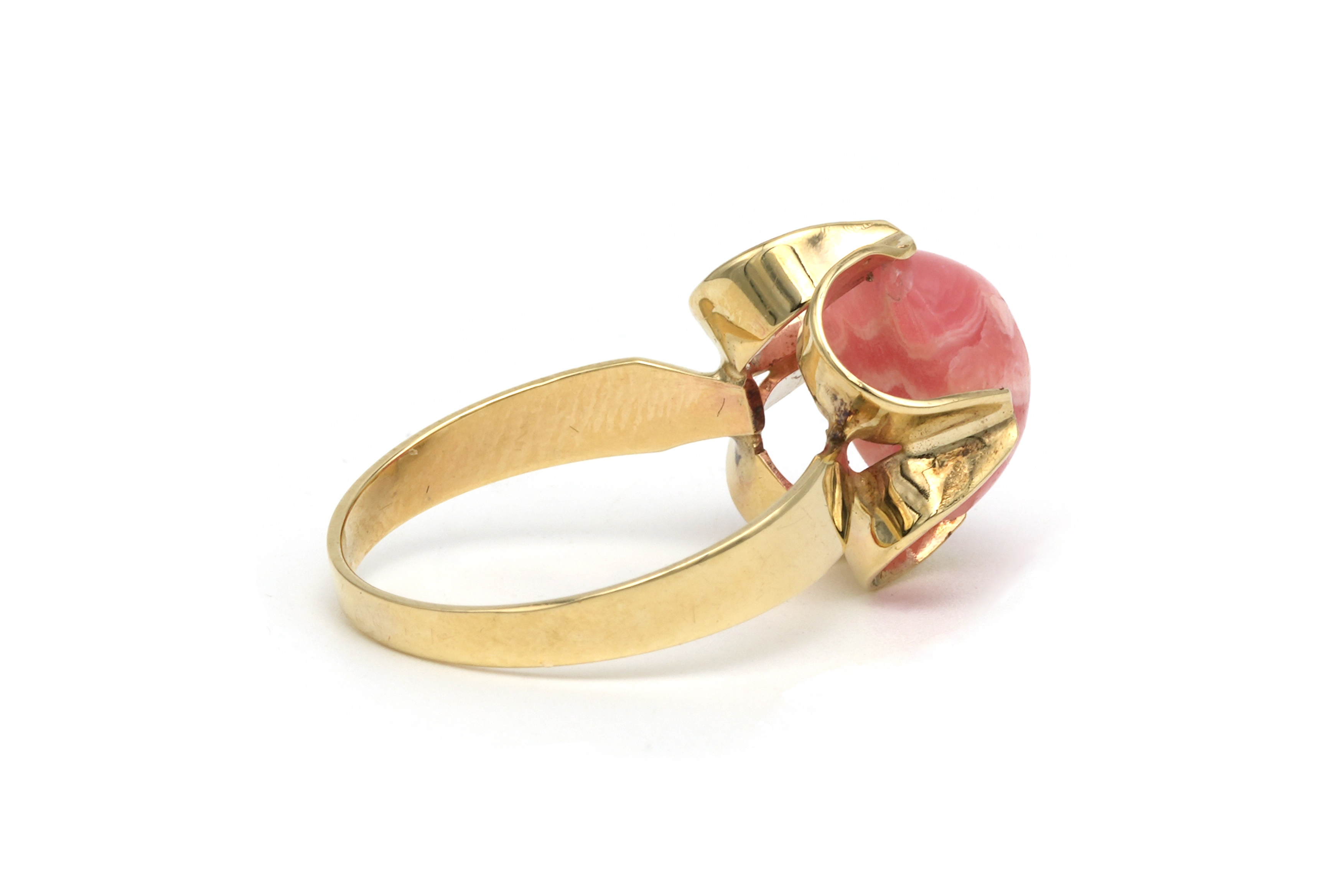 Bague Années 70 en or jaune 8 carats sertie d'une rhodocrosite - 5
