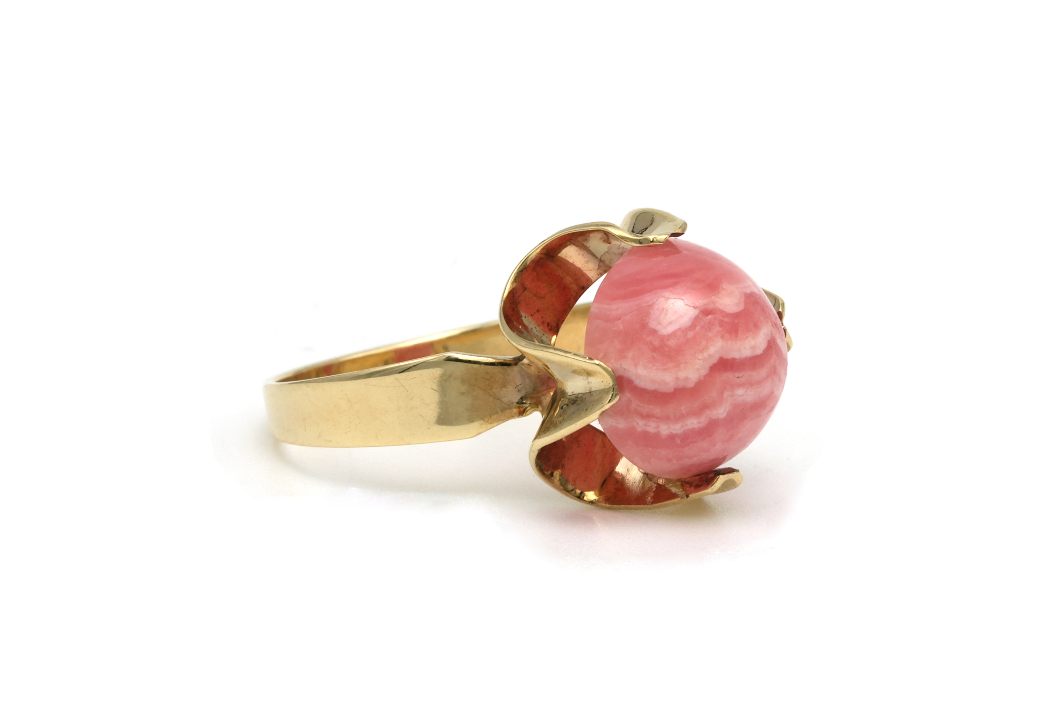 Bague Années 70 en or jaune 8 carats sertie d'une rhodocrosite - 6