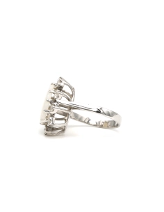 Bague contemporaine en or blanc 14 carats sertie d'une opale et de diamants "taille" brillant (+-0.6ct) - 3