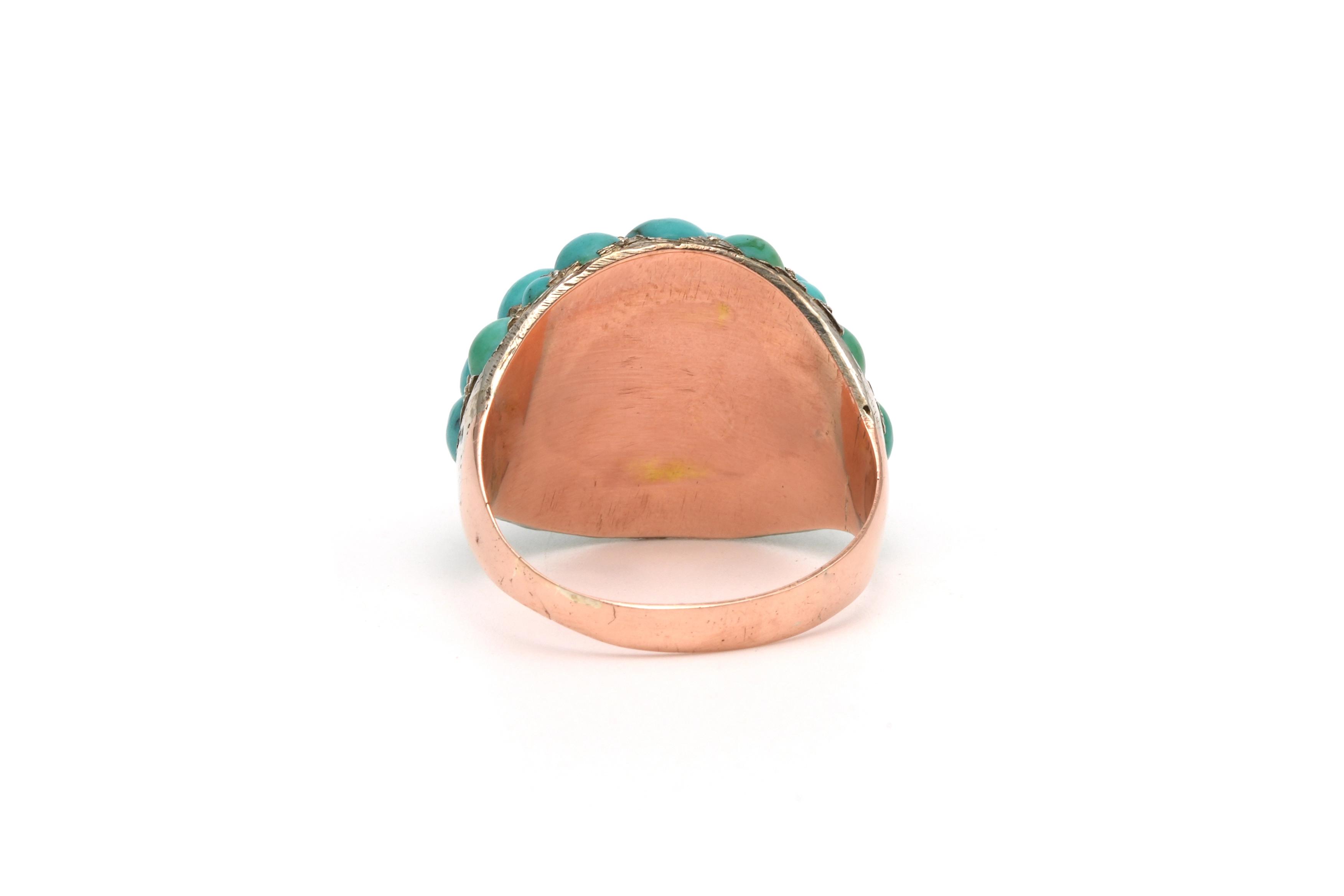 Bague Années 50 en or jaune 9 carats sertie de turquoises - 4