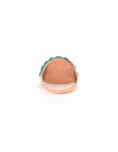 Bague Années 50 en or jaune 9 carats sertie de turquoises - 4
