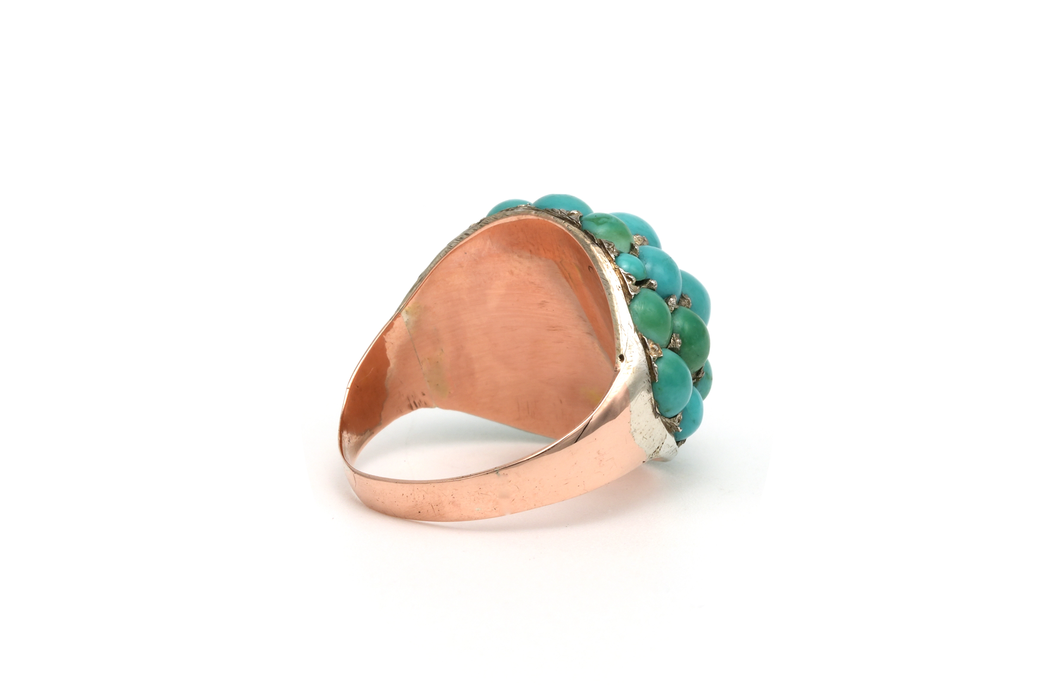 Bague Années 50 en or jaune 9 carats sertie de turquoises - 5
