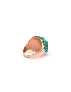 Bague Années 50 en or jaune 9 carats sertie de turquoises - 5