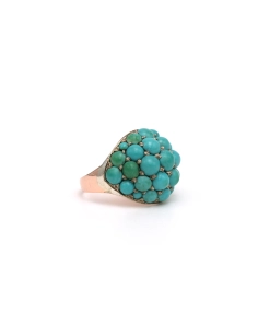 Bague Années 50 en or jaune 9 carats sertie de turquoises - 6
