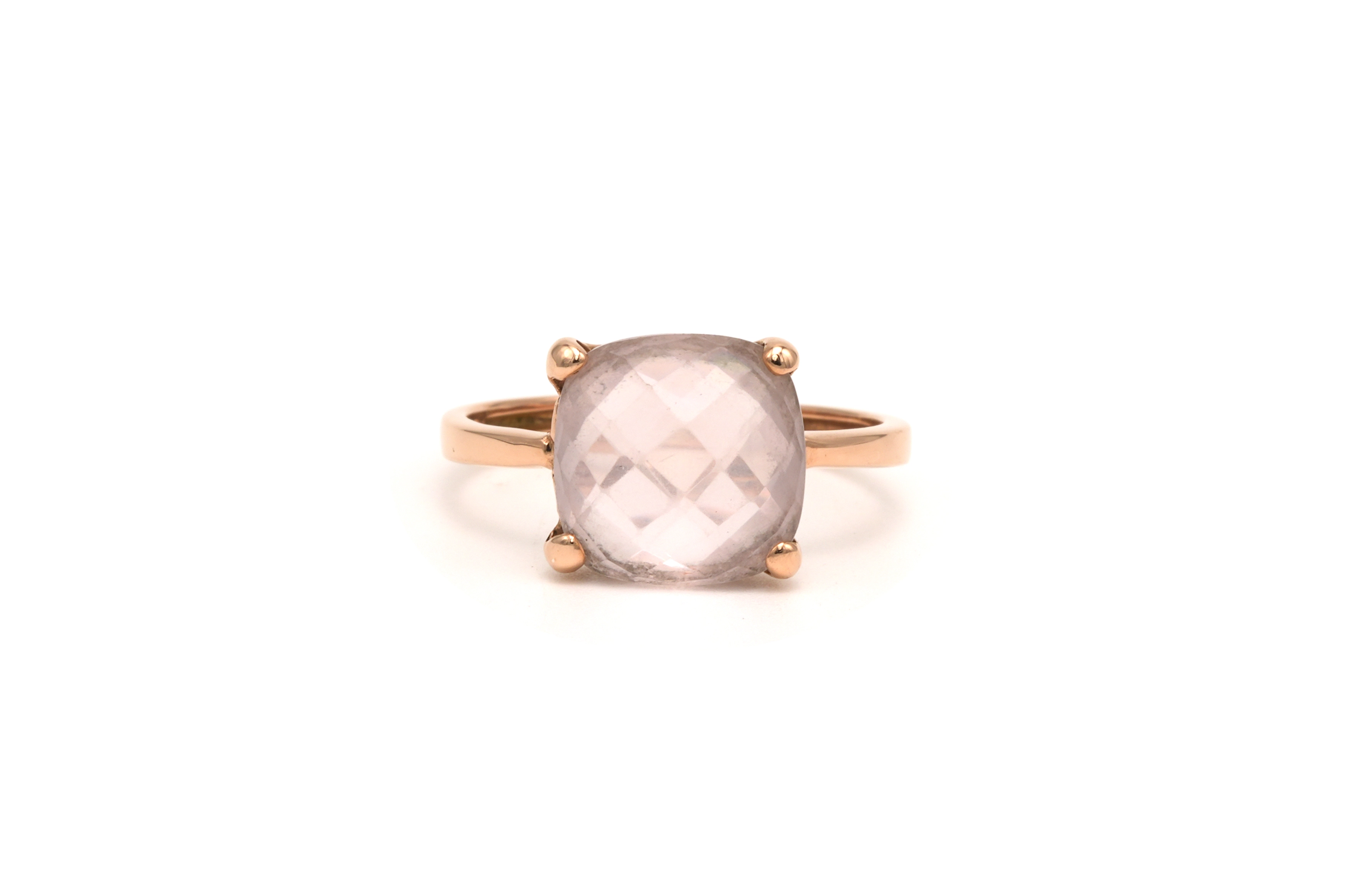 Bague contemporaine en or rose 18 carats sertie d'un quartz - 1