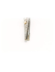 Broche Art Déco en or blanc 18 carats sertie de perles et de diamants - - 3