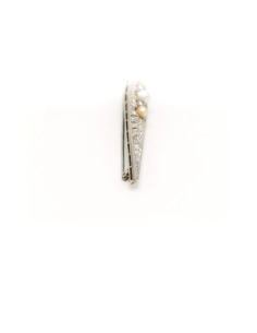 Broche Art Déco en or blanc 18 carats sertie de perles et de diamants - - 4