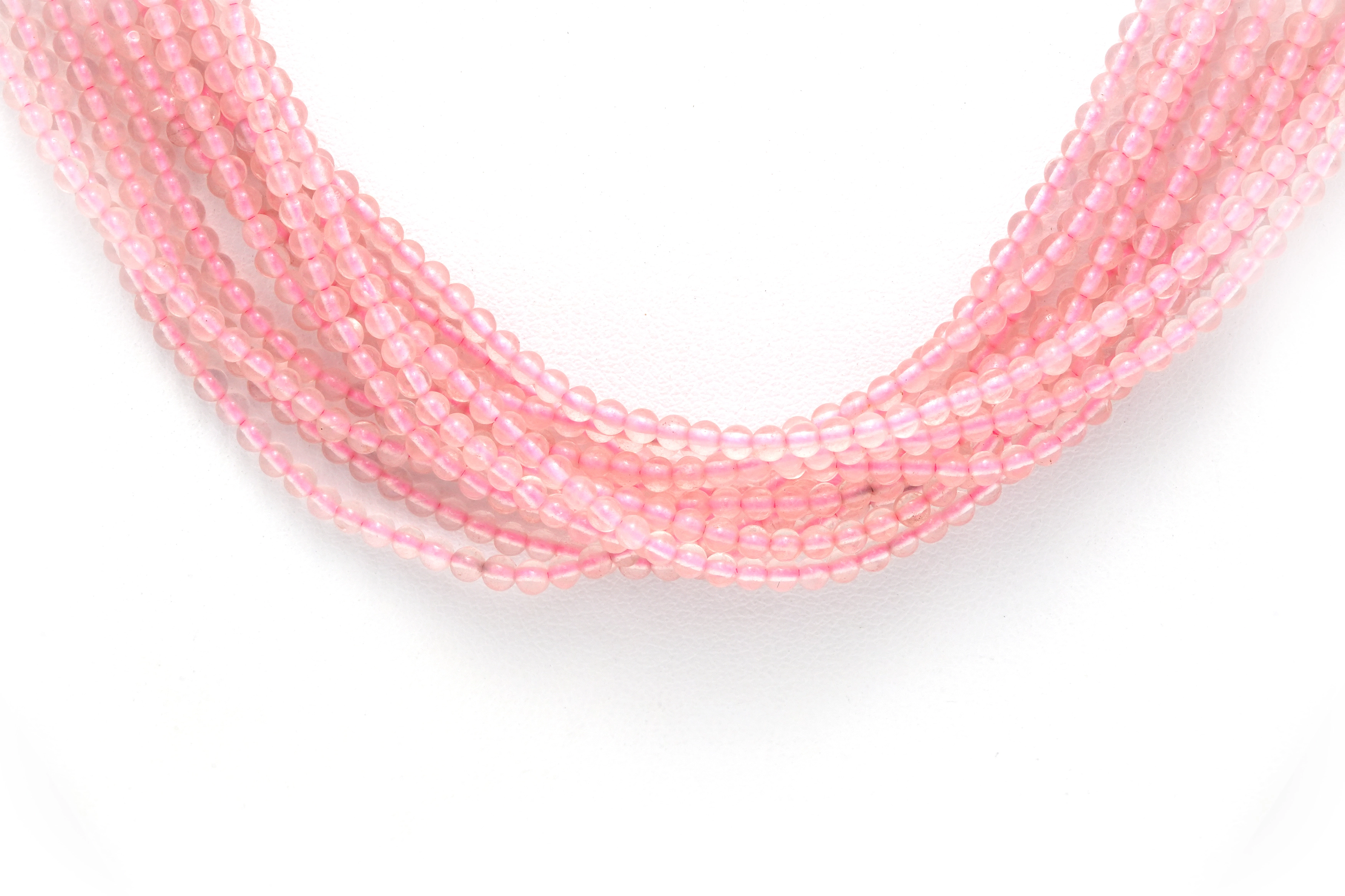 Collier contemporain en perles de quartz rose avec fermoir en or jaune 18 carats - 4