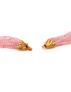 Collier contemporain en perles de quartz rose avec fermoir en or jaune 18 carats - 6