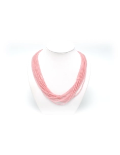 Collier contemporain en perles de quartz rose avec fermoir en or jaune 18 carats - 1