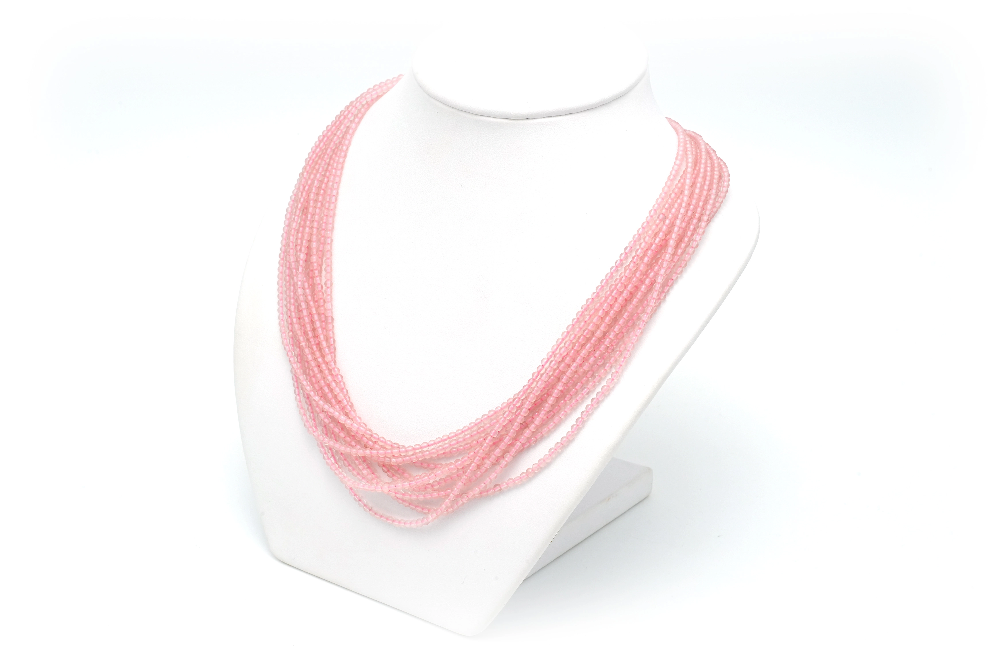 Collier contemporain en perles de quartz rose avec fermoir en or jaune 18 carats - 2