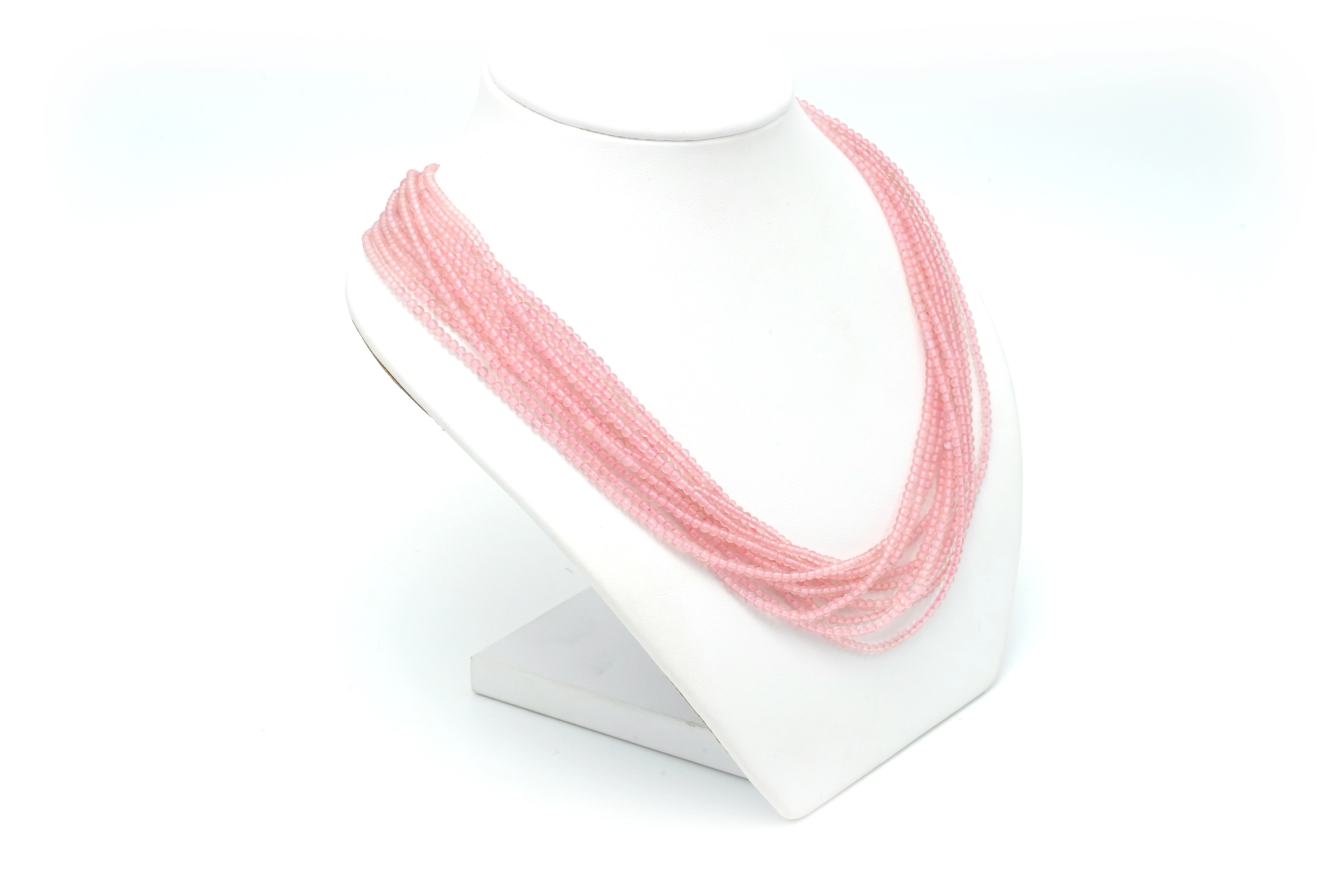 Collier contemporain en perles de quartz rose avec fermoir en or jaune 18 carats - 3