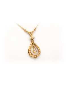 Collier Art Nouveau en or jaune 18 carats et perles - 3