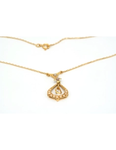 Collier Art Nouveau en or jaune 18 carats et perles - 4