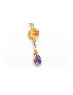 Pendentif contemporain en or jaune 14 carats, améthyste et citrine - 3
