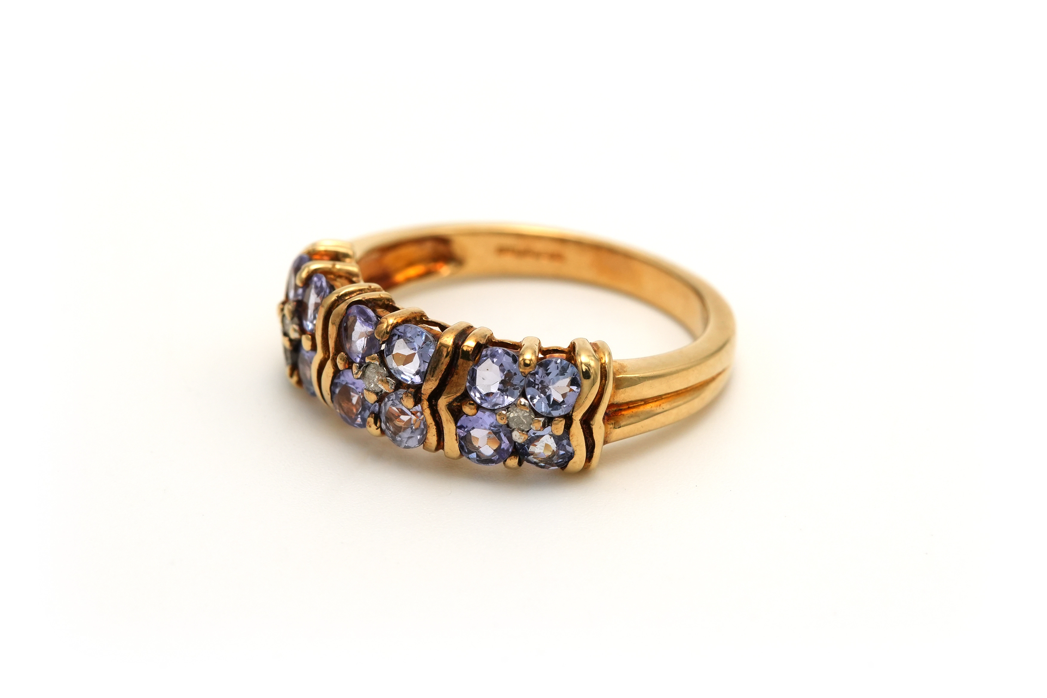 Bague contemporaine en or jaune 9 carats sertie de tanzanite - - 2