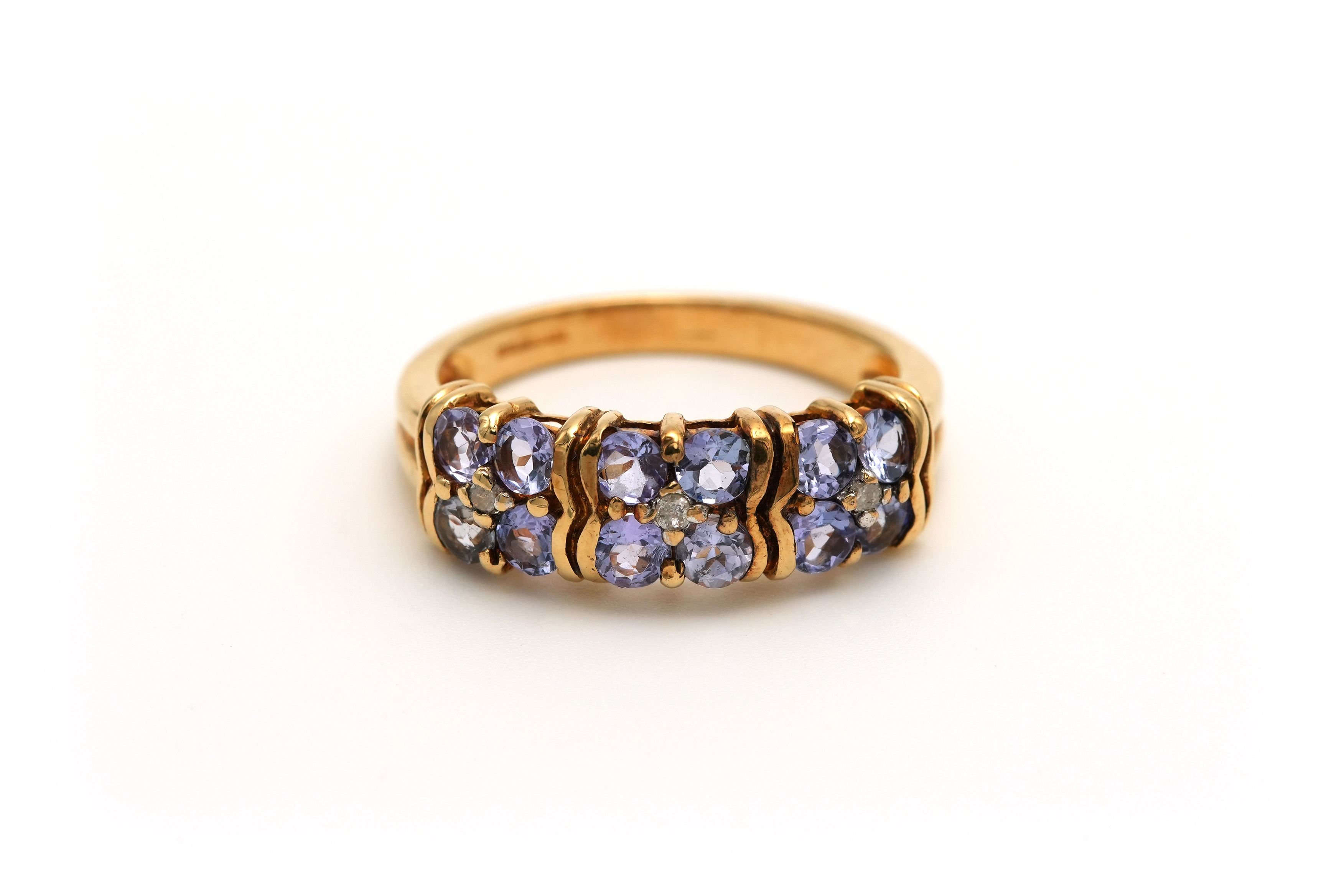 Bague contemporaine en or jaune 9 carats sertie de tanzanite - - 1