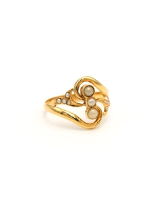 Bague Art Nouveau en or jaune 18 carats sertie de perles - - 6
